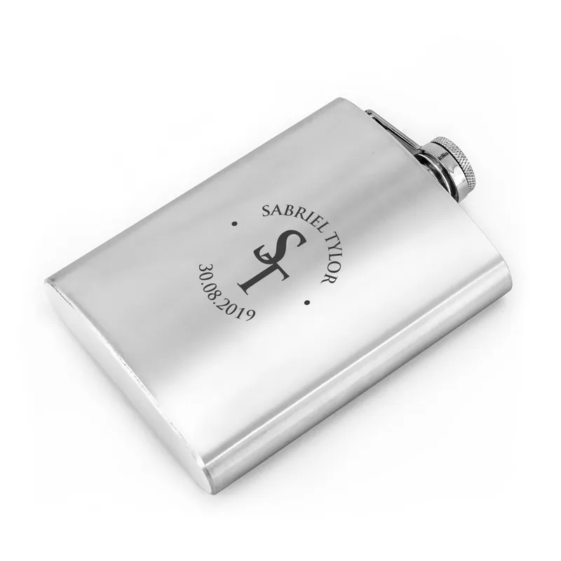 Stainless 8 Oz Steel Flask with Personalized Name Logo