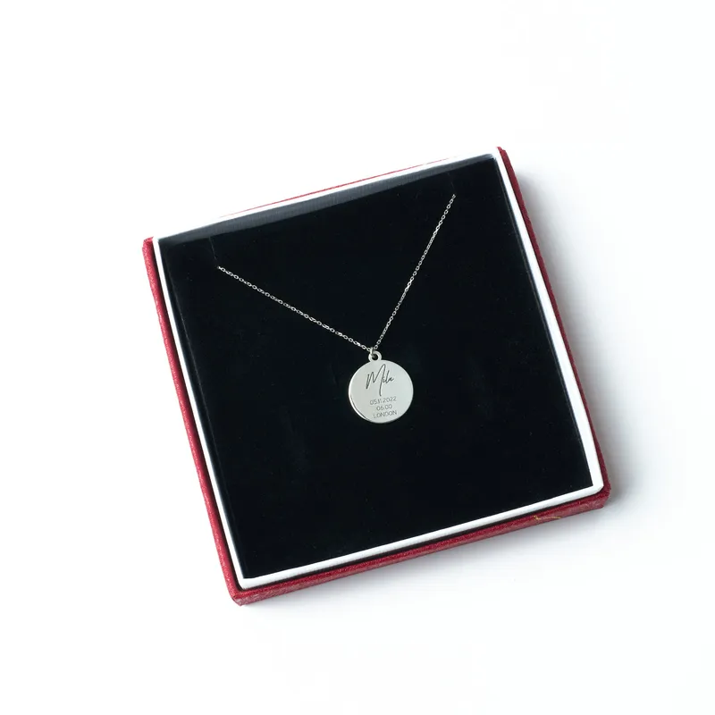 Starry Night Sky Map Necklace in Sterling Silver with Personalization