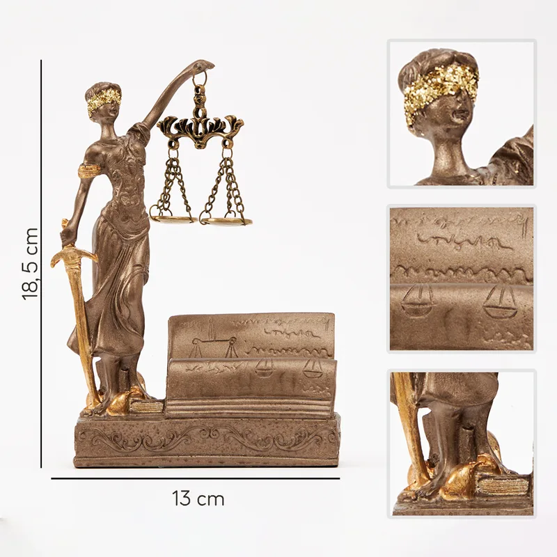 Themis Goddess of Justice Desk Cardholder Statue 18.5 cm