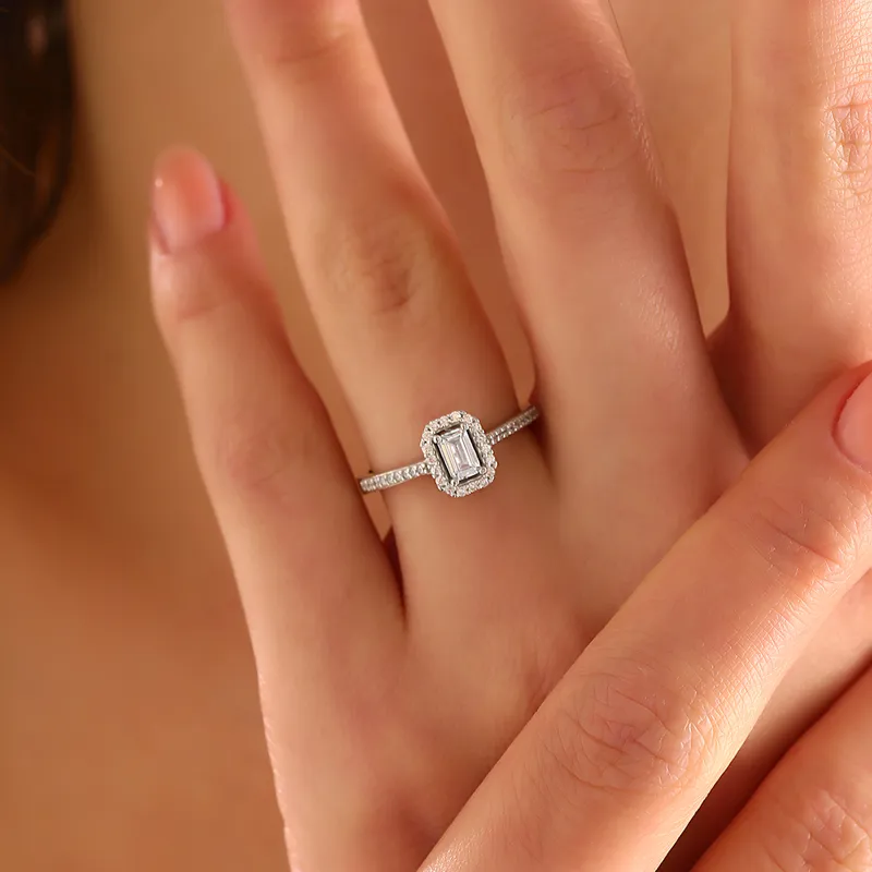 Sterling Silver Baguette Cubic Zirconia Ring for Women