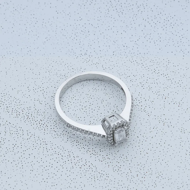 Sterling Silver Baguette Cubic Zirconia Ring for Women