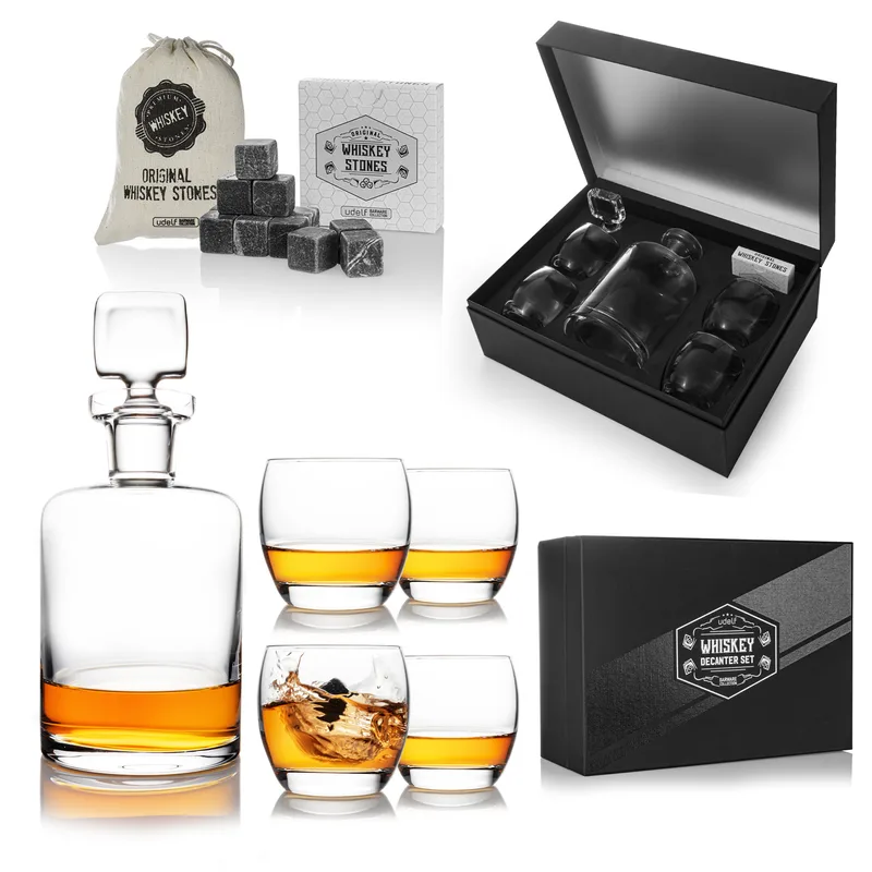 Elegant Louisville Whiskey Set with Glasses and Stones