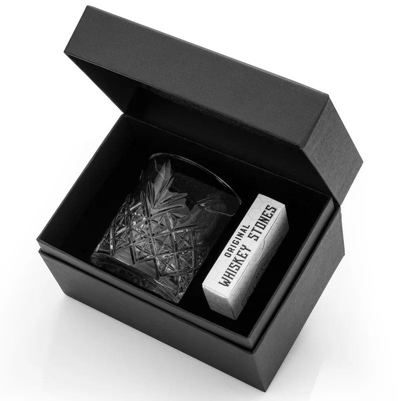 Stylish Matte Black Boxed London Whiskey Glass Set