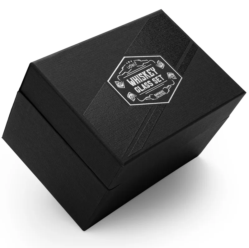 Stylish Matte Black Boxed London Whiskey Glass Set