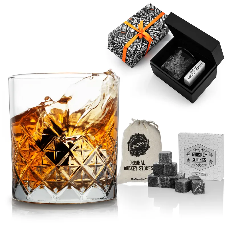 Stylish Matte Black Boxed London Whiskey Glass Set