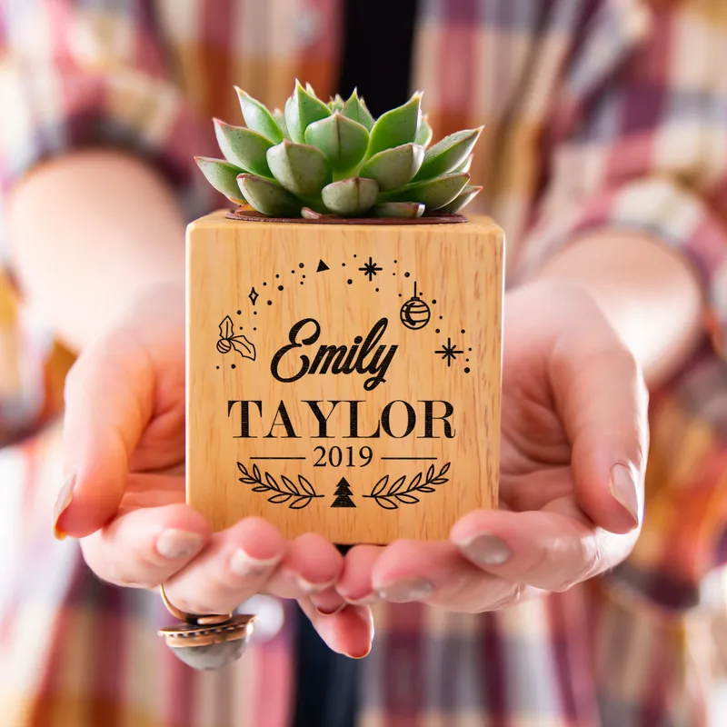 Personalised Succulent Planter with Engraved Name