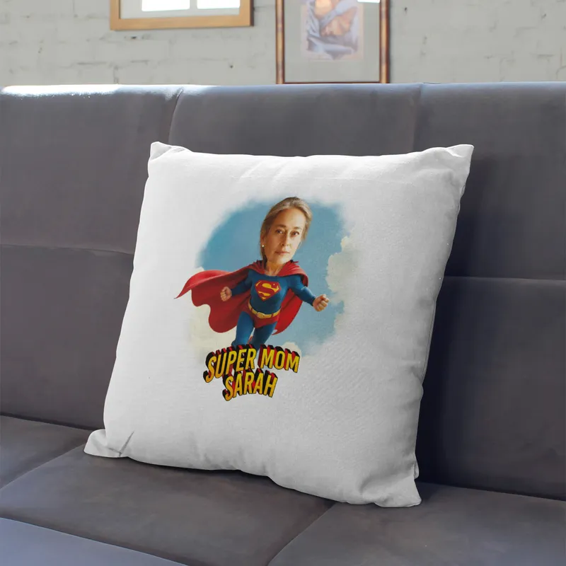 Super Mom Personalized Cartoon Pillow