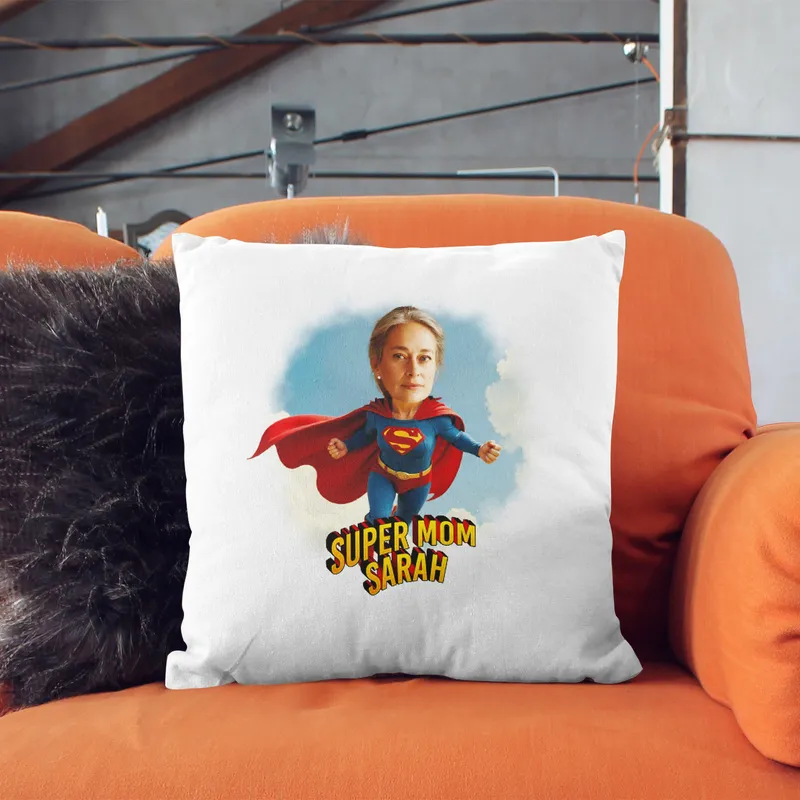 Super Mom Personalized Cartoon Pillow