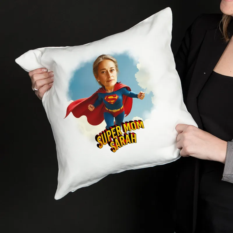 Super Mom Personalized Cartoon Pillow