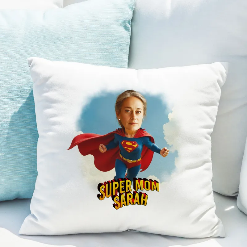 Super Mom Personalized Cartoon Pillow