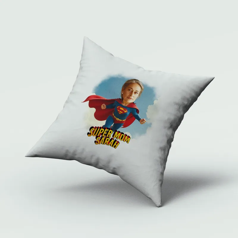 Super Mom Personalized Cartoon Pillow