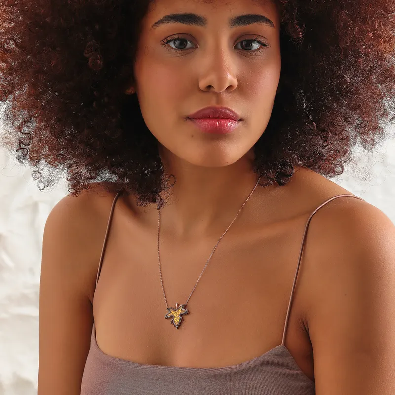 Elegant Sycamore Leaf Silver Necklace for Women