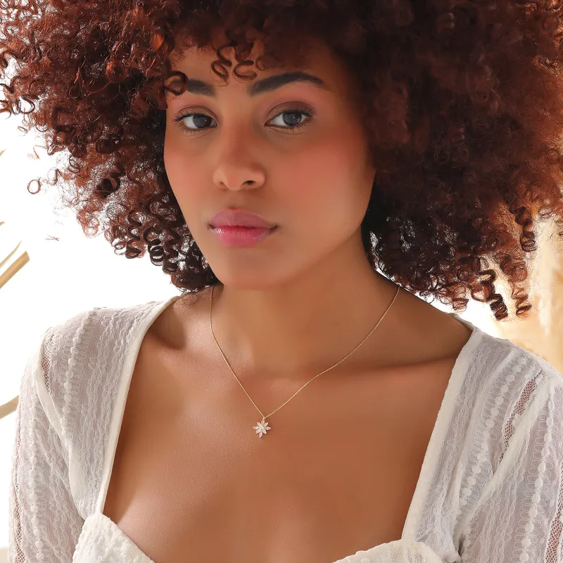 The Flower of Life Pendant Gold Plated Necklace with Zirconia Stones