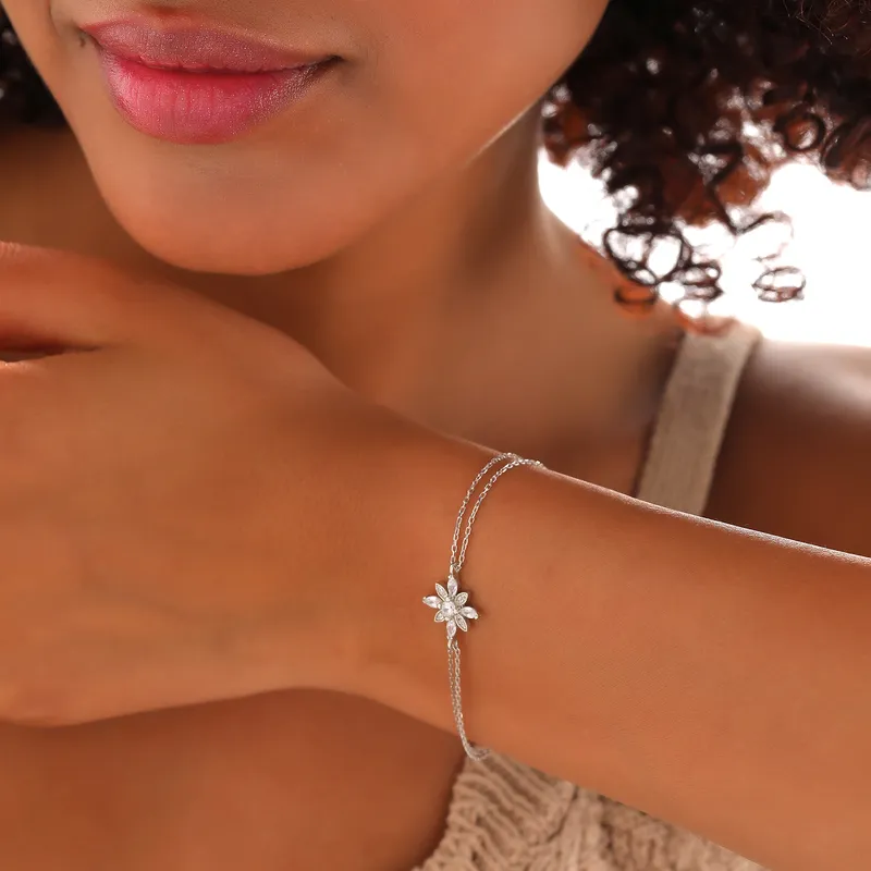 The Flower of Life Themed Silver Bracelet