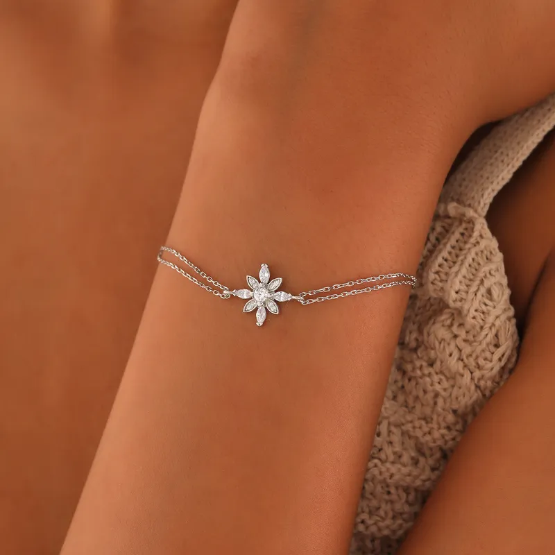 The Flower of Life Themed Silver Bracelet