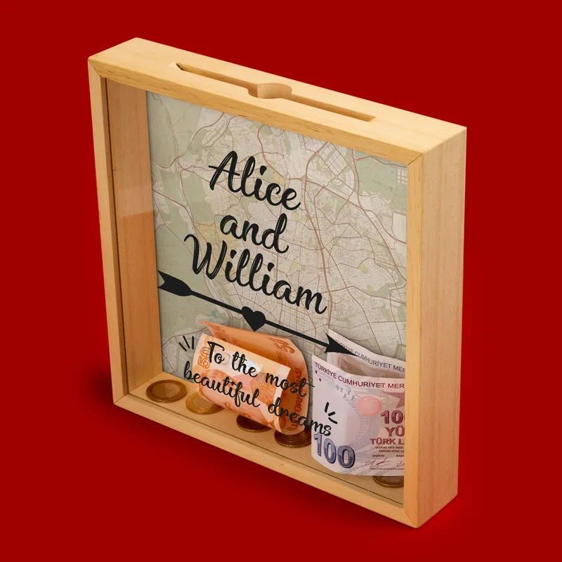 To the Most Beautiful Dreams Design Wooden Piggy Bank Box Gift