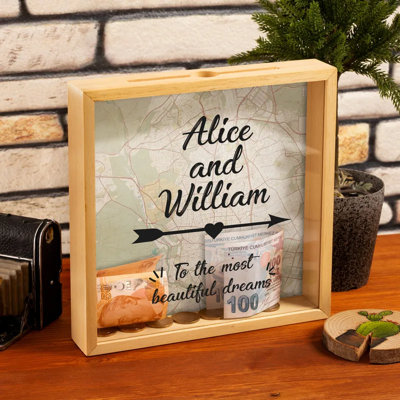 To the Most Beautiful Dreams Design Wooden Piggy Bank Box Gift