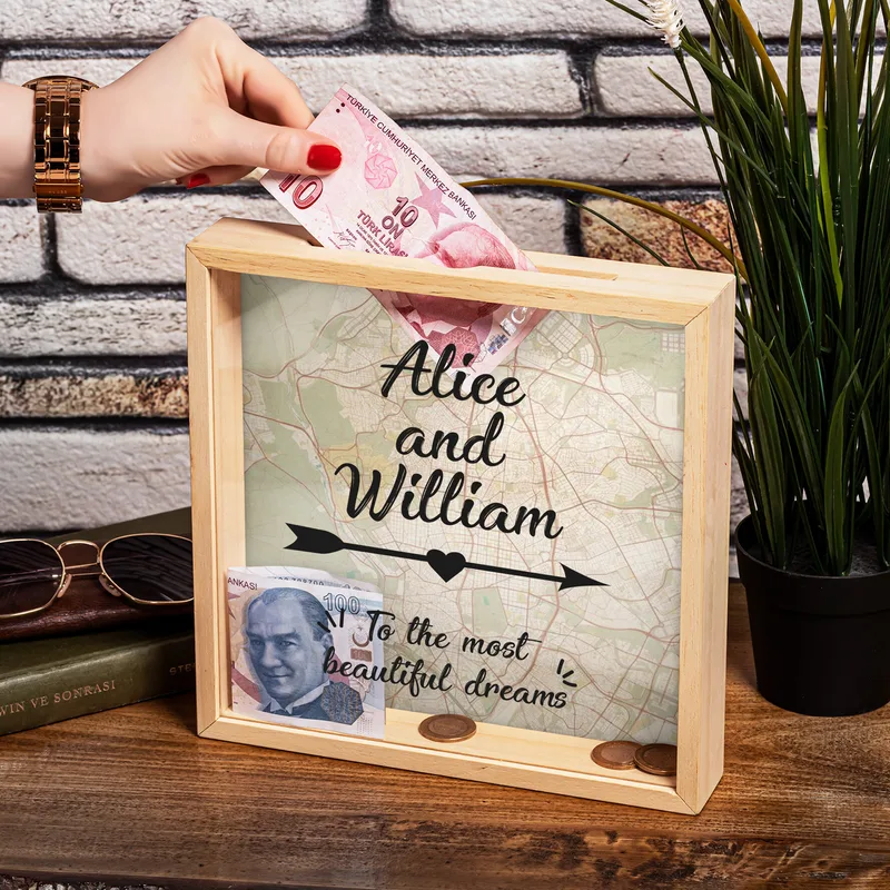 To the Most Beautiful Dreams Design Wooden Piggy Bank Box Gift