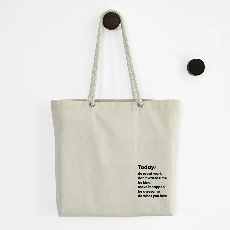 Today Motivational Message Canvas Tote Bag for Women