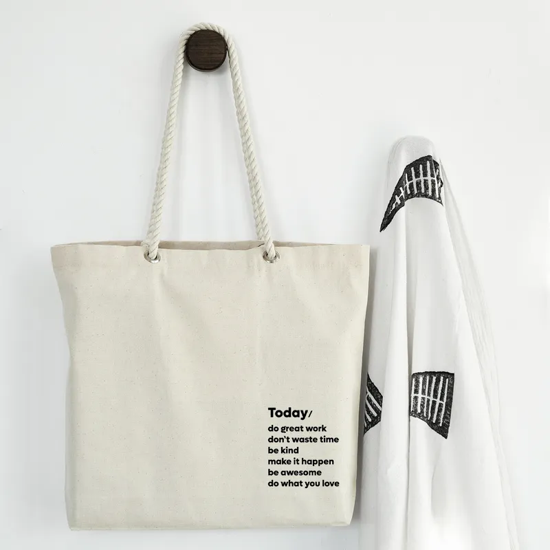 Today Motivational Message Canvas Tote Bag for Women