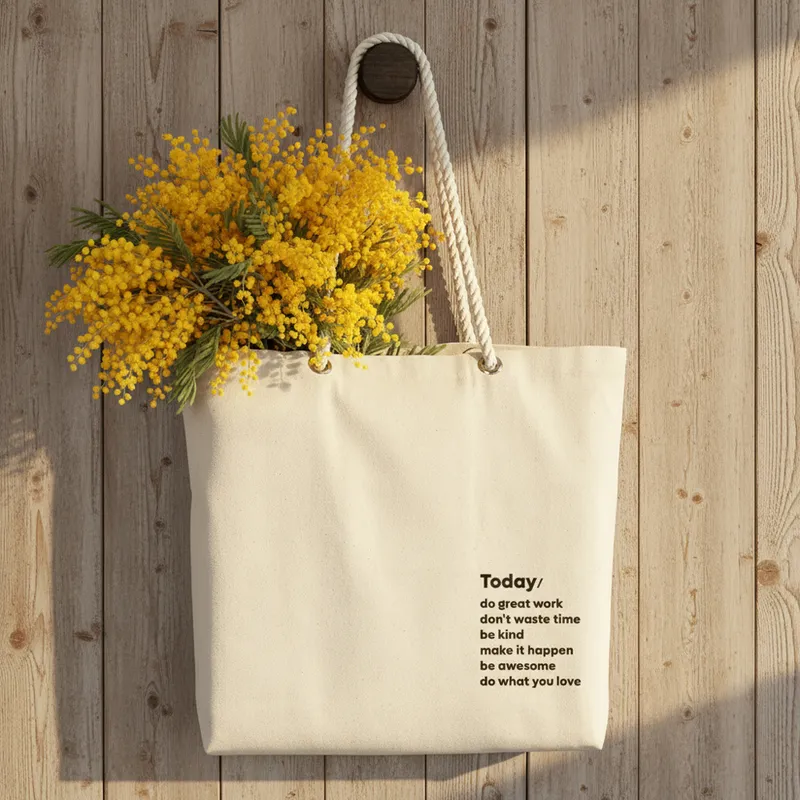 Today Motivational Message Canvas Tote Bag for Women