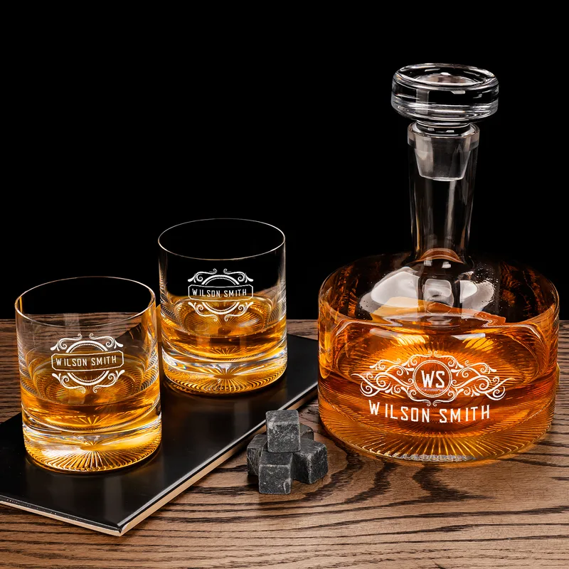 Tokyo Personalized Whiskey Set with Wooden Gift Box