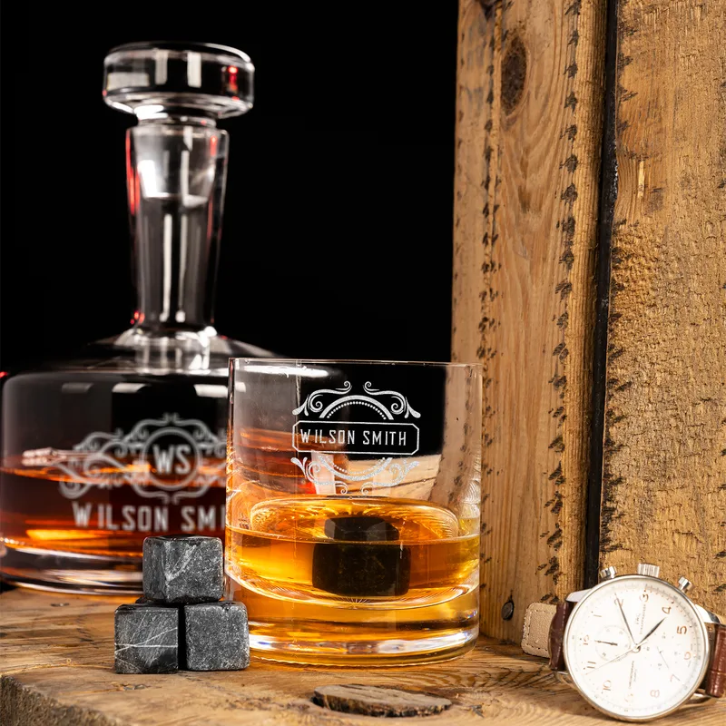 Tokyo Personalized Whiskey Set with Wooden Gift Box