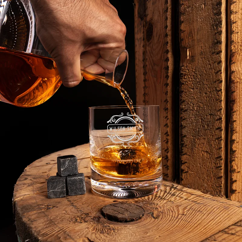 Tokyo Personalized Whiskey Set with Wooden Gift Box