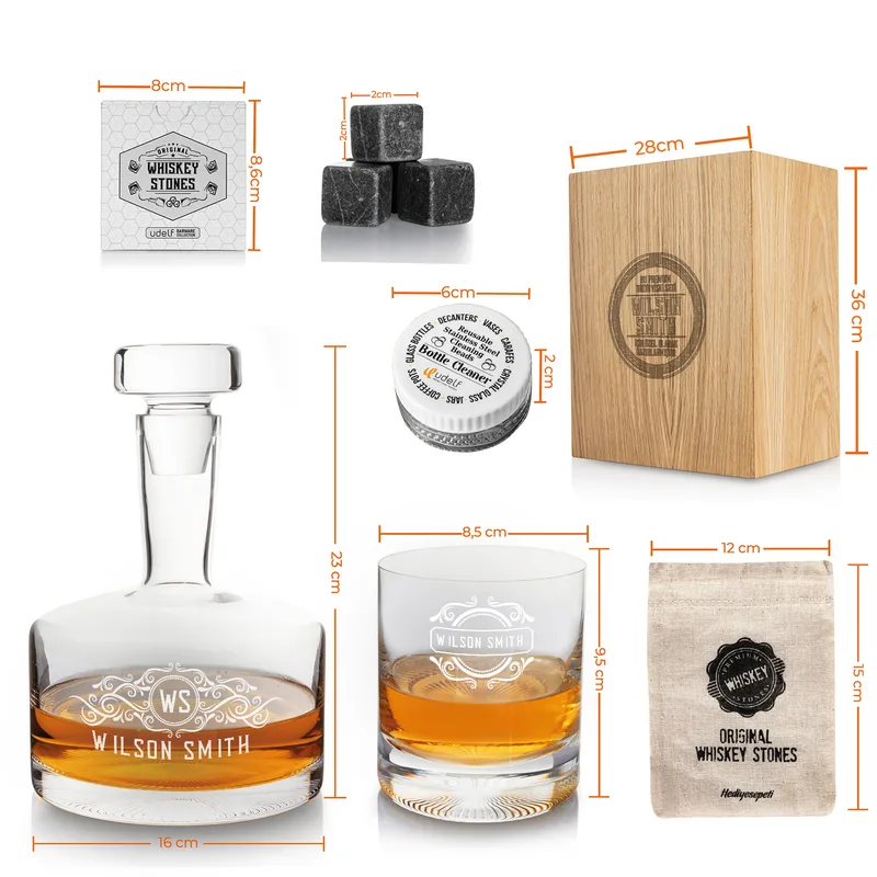Tokyo Personalized Whiskey Set with Wooden Gift Box