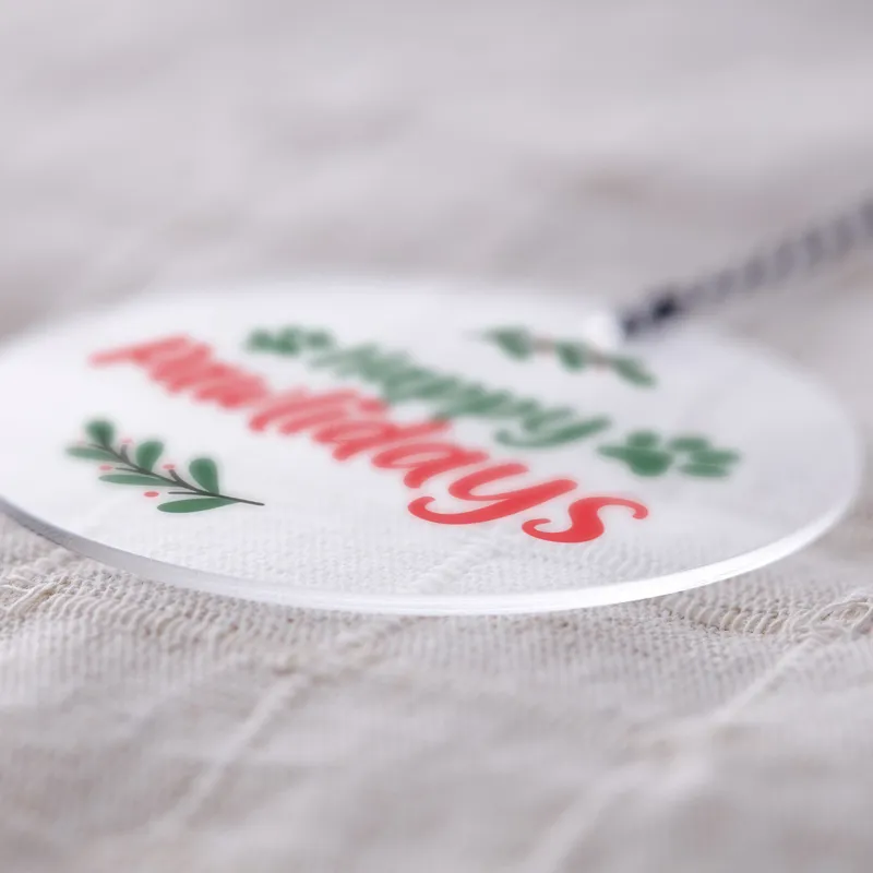 Transparent Acrylic Happy Pawlidays Pine Tree Christmas Ornament