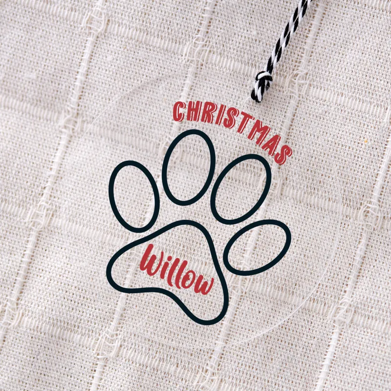 Transparent Acrylic Personalized Christmas Pine Tree Ornament