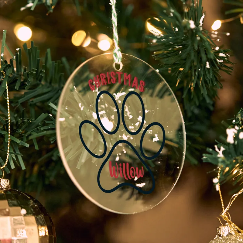 Transparent Acrylic Personalized Christmas Pine Tree Ornament