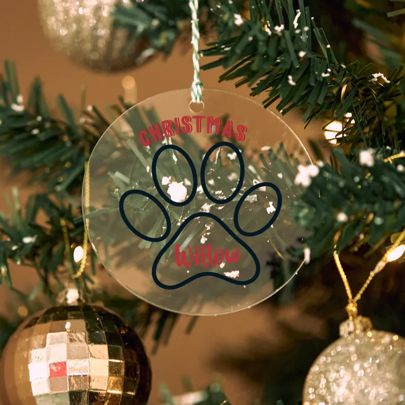 Transparent Acrylic Personalized Christmas Pine Tree Ornament