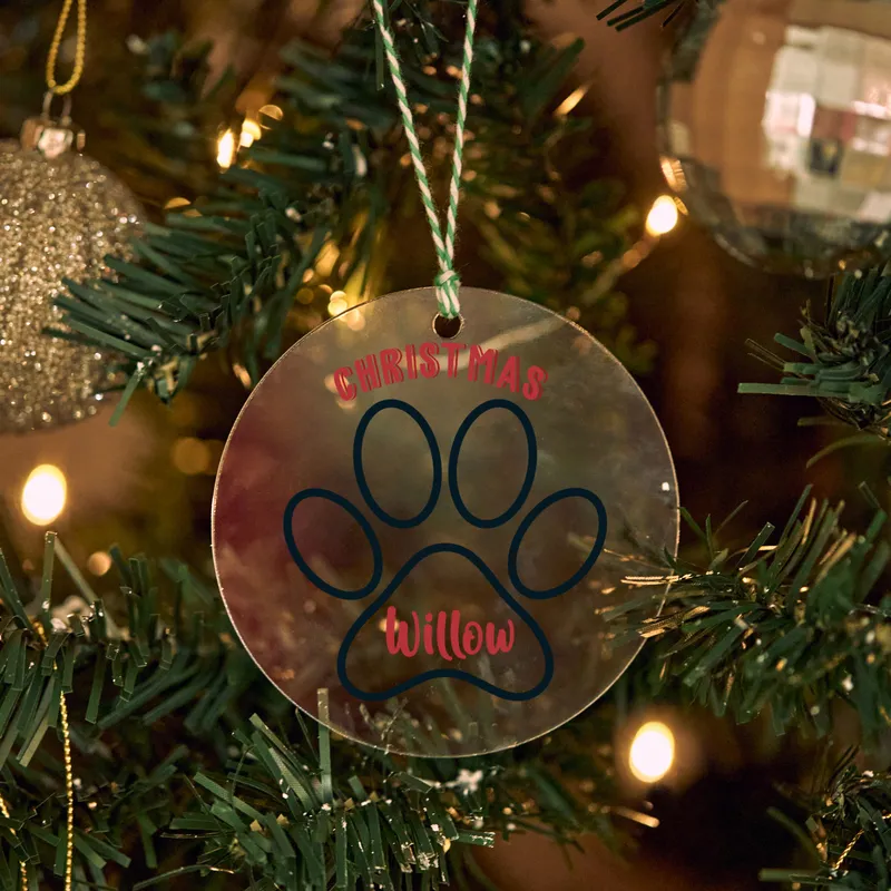 Transparent Acrylic Personalized Christmas Pine Tree Ornament