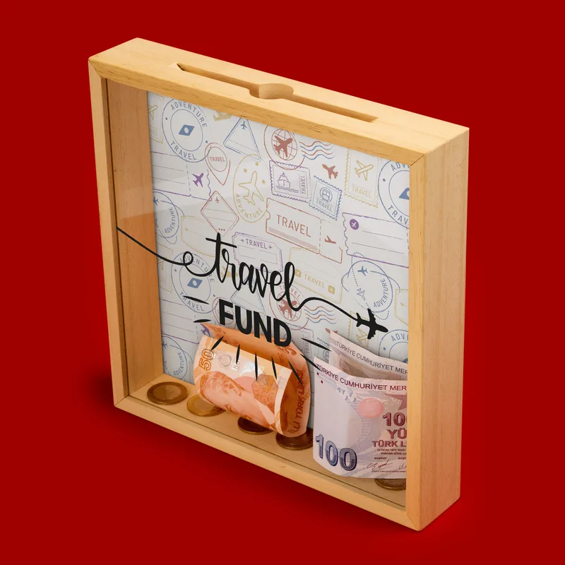 Travel Fund Design Wooden Money Box