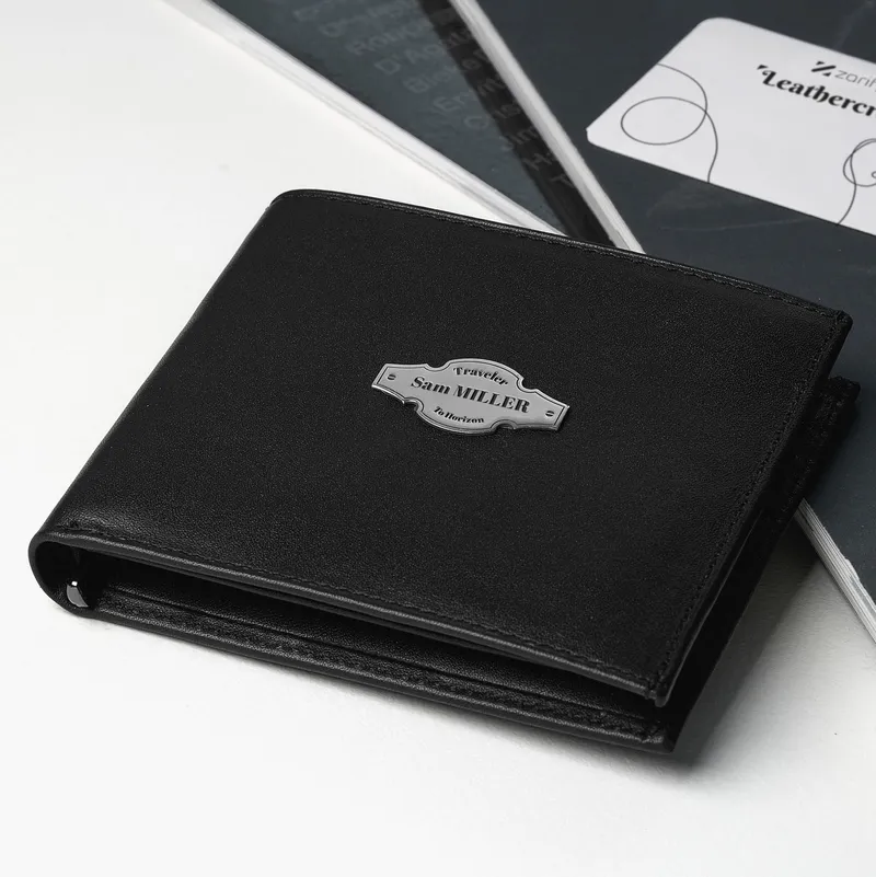 Personalised Leather Wallet with Silver Detailing for Travellers