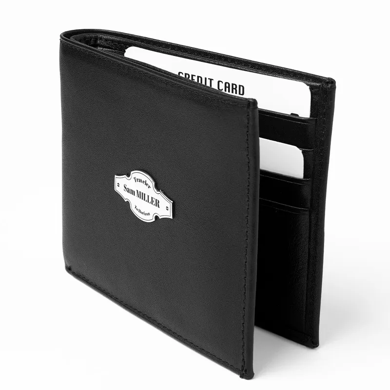 Personalised Leather Wallet with Silver Detailing for Travellers