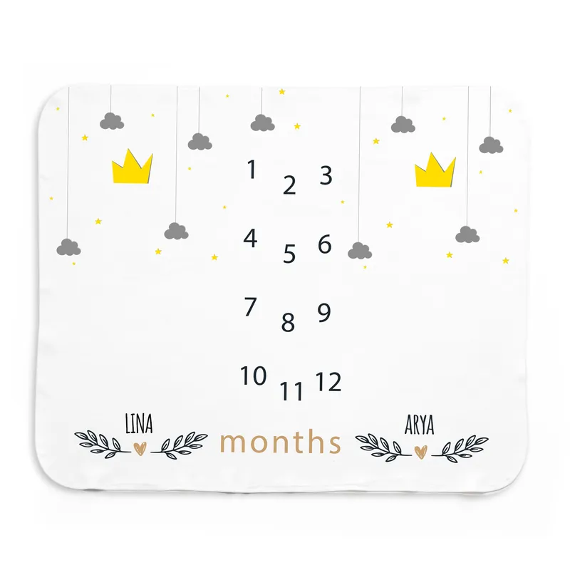 Personalised Twin Milestone Blanket for Monthly Baby Photos