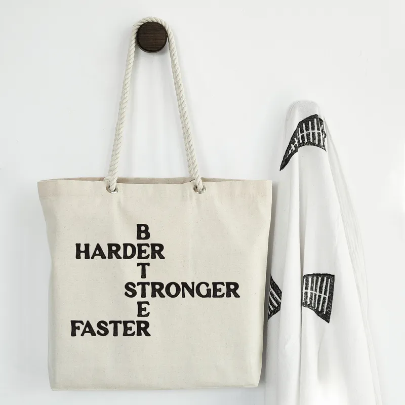 Typography Design Canvas Tote Bag for Women