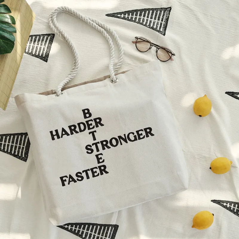 Typography Design Canvas Tote Bag for Women