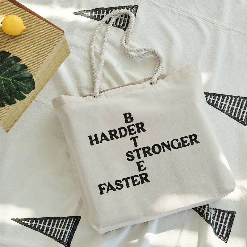 Typography Design Canvas Tote Bag for Women