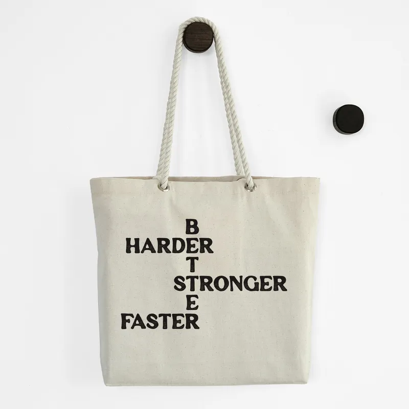 Typography Design Canvas Tote Bag for Women