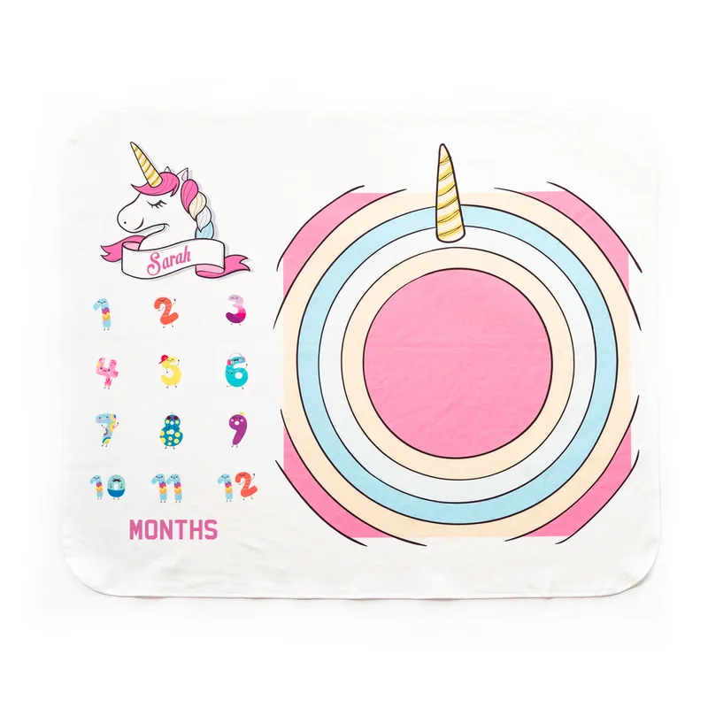 Personalised Unicorn Baby Milestone Blanket for Memorable Photos