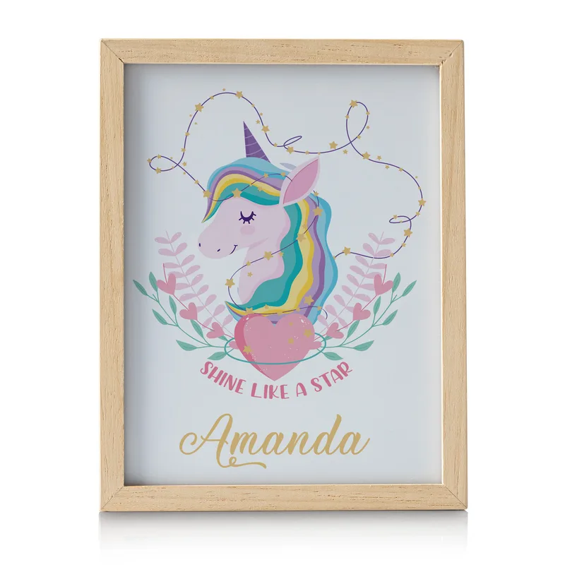 Unicorn Design Personalized Wooden LED Night Lamp