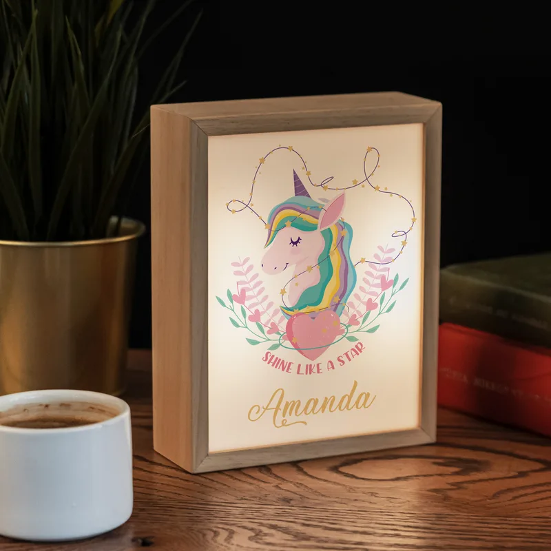 Unicorn Design Personalized Wooden LED Night Lamp