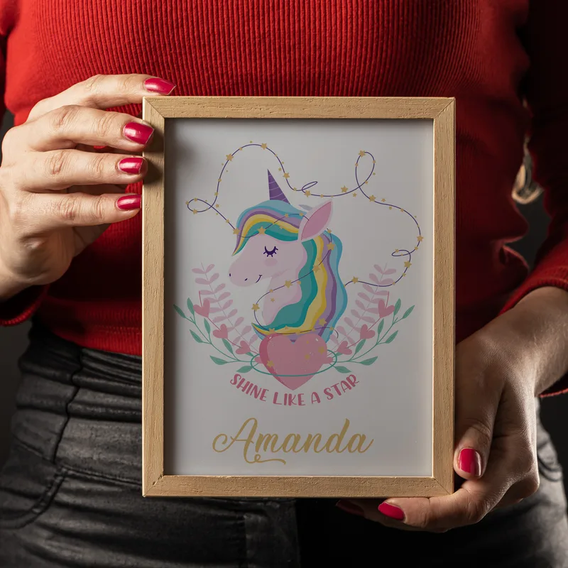 Unicorn Design Personalized Wooden LED Night Lamp