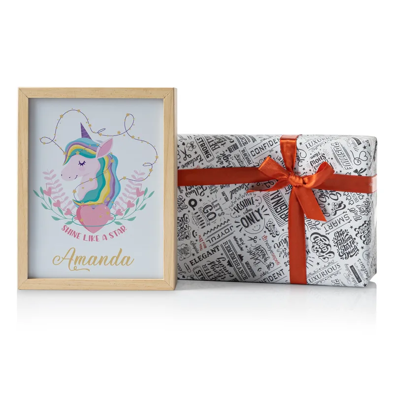 Unicorn Design Personalized Wooden LED Night Lamp