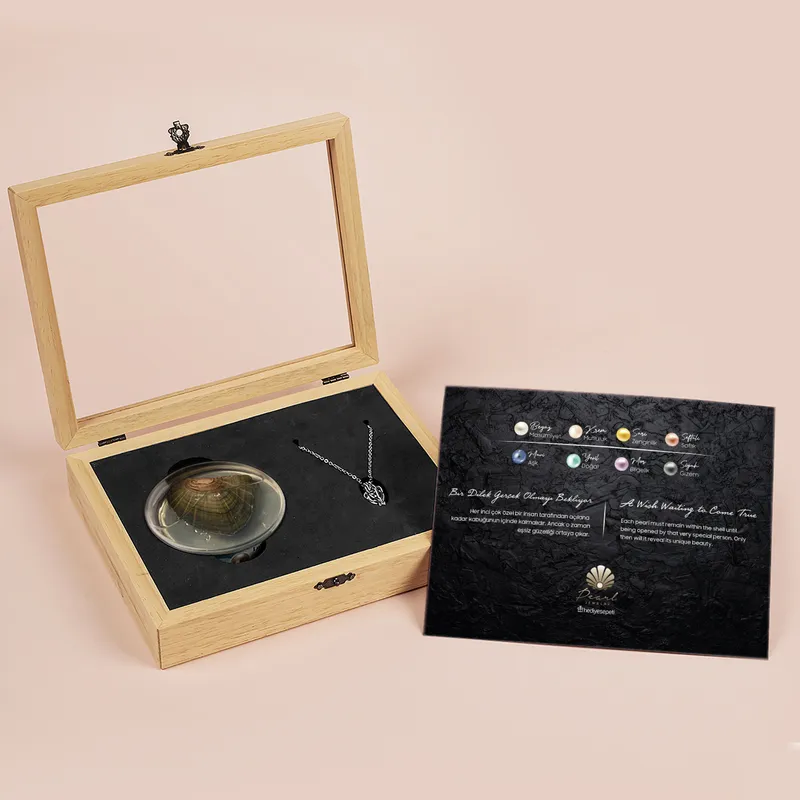 Valentine's Day Gift Oyster Necklace - Real Pearl Necklace Wooden Gift Box