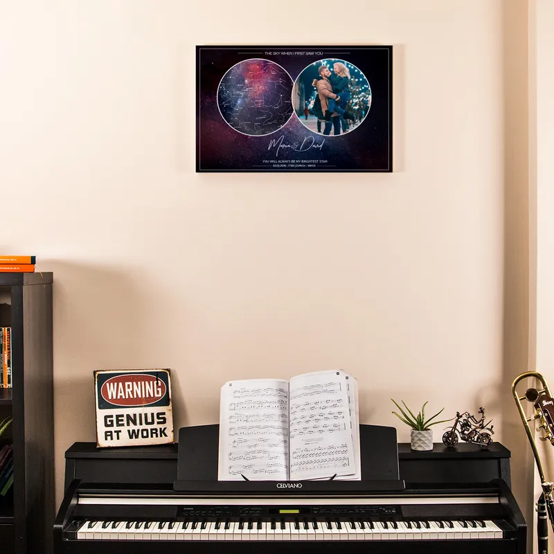 Personalised Star Map Canvas with Photo for Valentine's Day