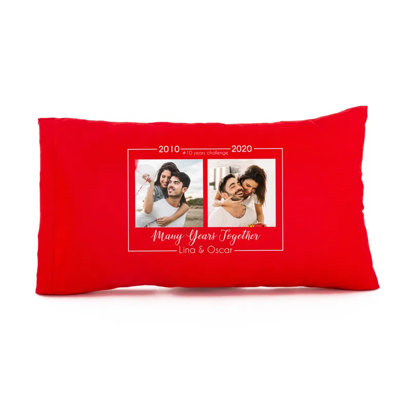 Valentine's Gift 10 Years Challenge Photo Printed Pillow